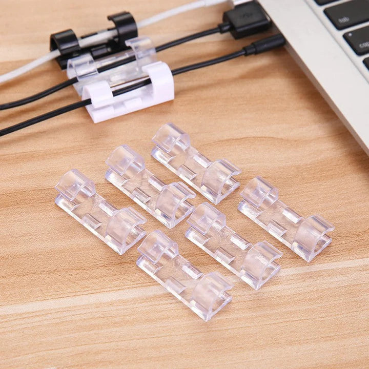 Transparent Self-Adhesive Crystal Design Wire Clips Organizer
