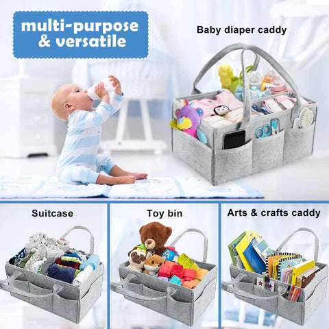 Baby Diaper Caddy Organizer – Portable Storage Basket